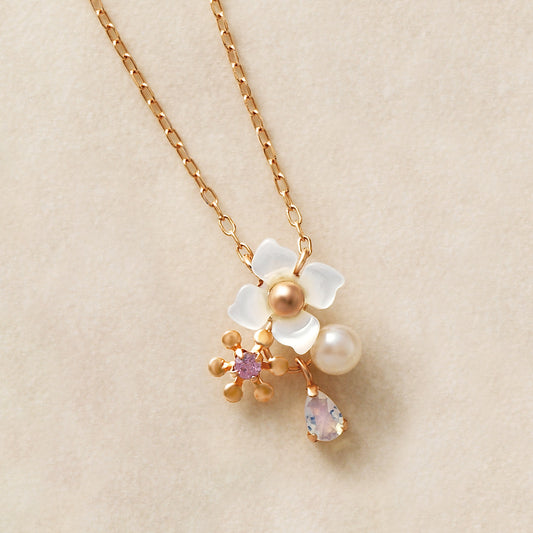 10K Rose Gold Rhodolite Garnet Holy Flower Necklace - Product Image