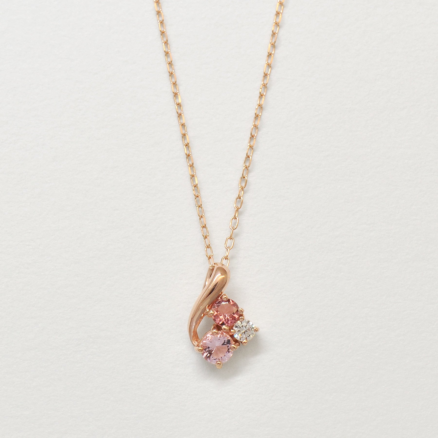 10K Rose Gold Pink Tourmaline Twisted Necklace - Product Image