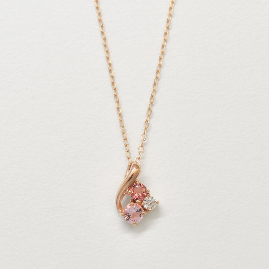 10K Rose Gold Pink Tourmaline Twisted Necklace - Product Image