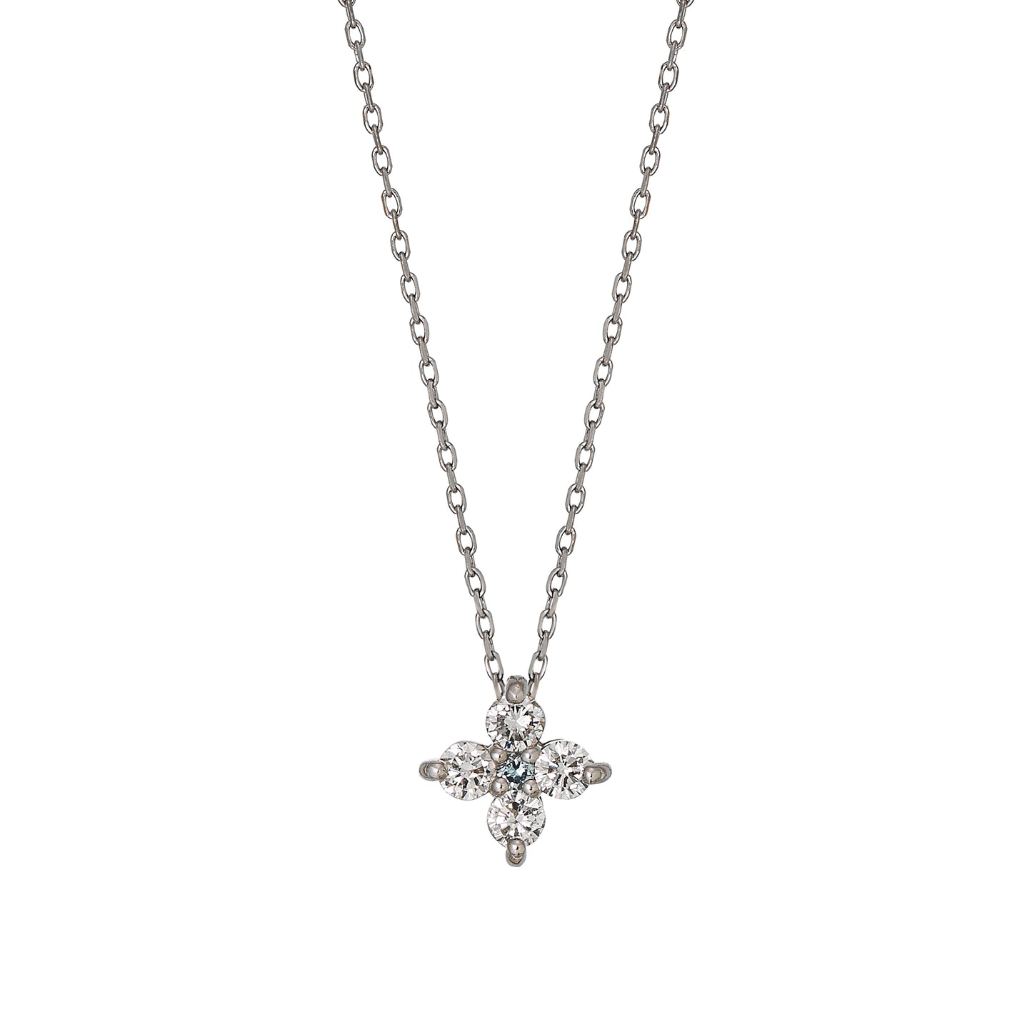 Platinum Diamond Flower Necklace (L) - Product Image