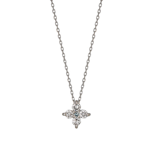 Platinum Diamond Flower Necklace (L) - Product Image