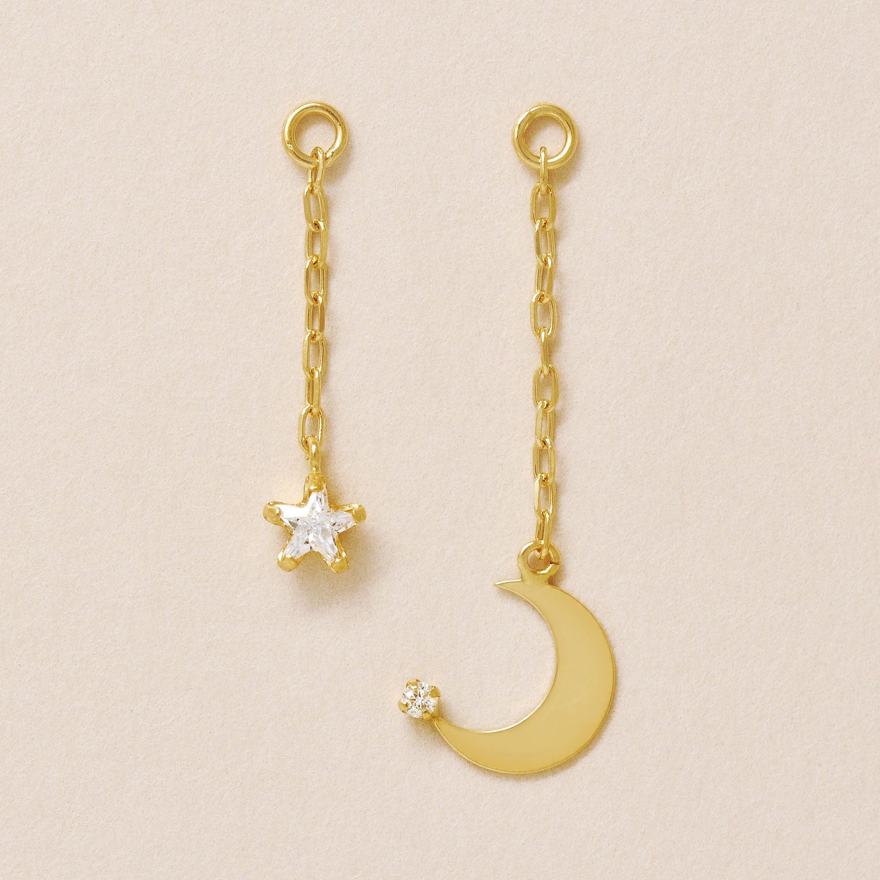 [Palette] 18K Yellow Gold Moon Star Earring Charms - Product Image