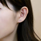 14K White Gold Diamond Square Earrings - Model Image