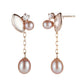 10K Rose Gold Fresh Water Pearl Swinging Earrings - Product Image