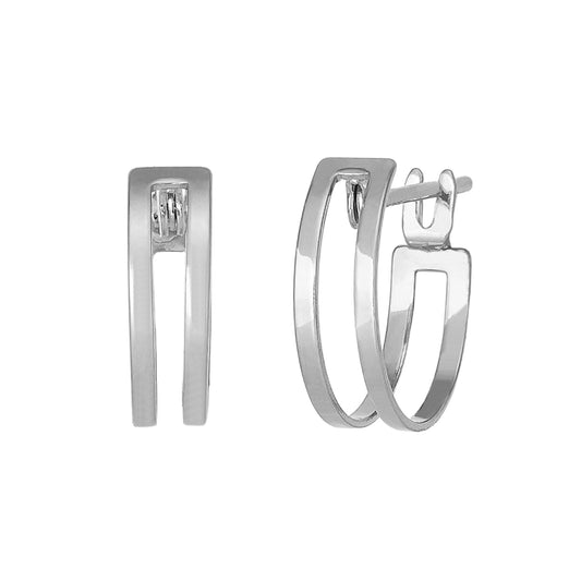 14K/10K White Gold Mini Hoop Earrings - Product Image