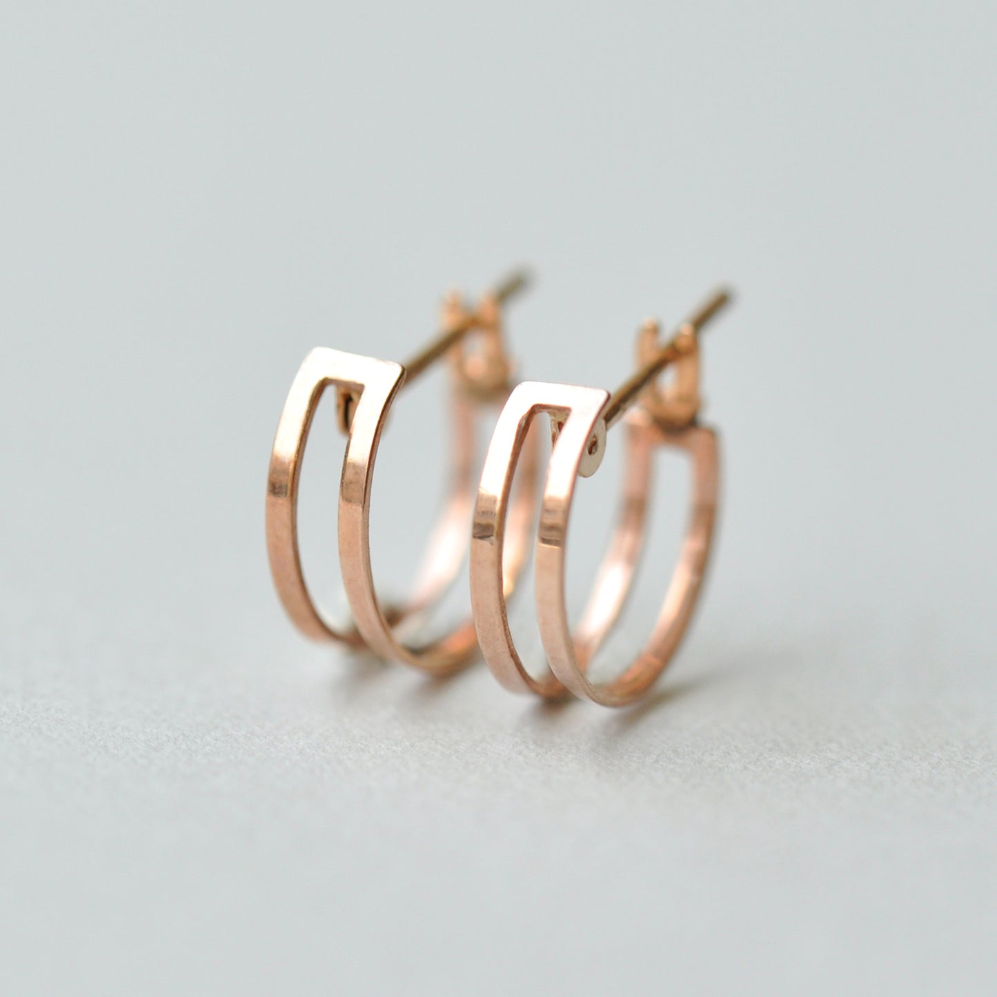 18K/10K Rose Gold Mini Hoop Earrings - Product Image