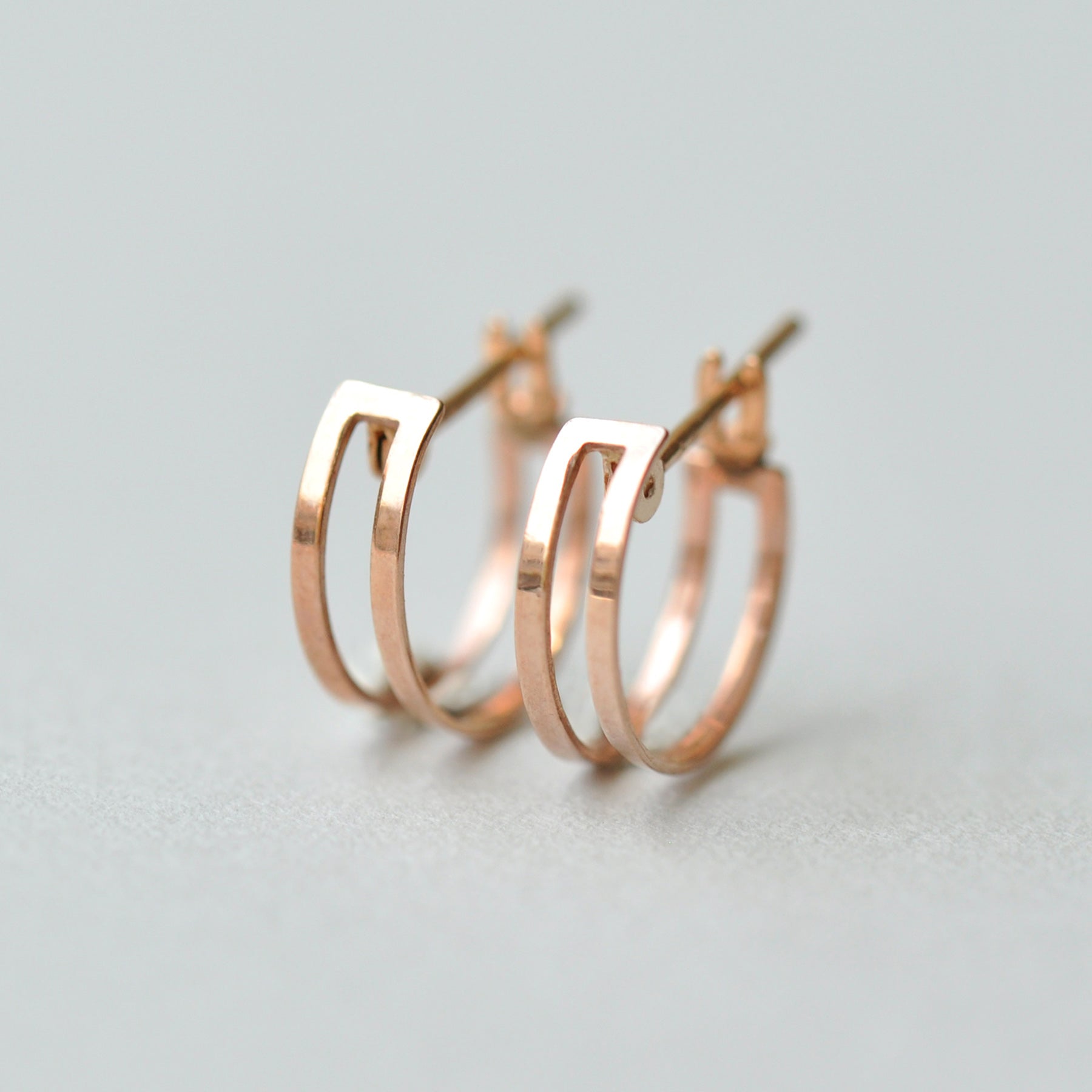 18K/10K Rose Gold Mini Hoop Earrings - Product Image