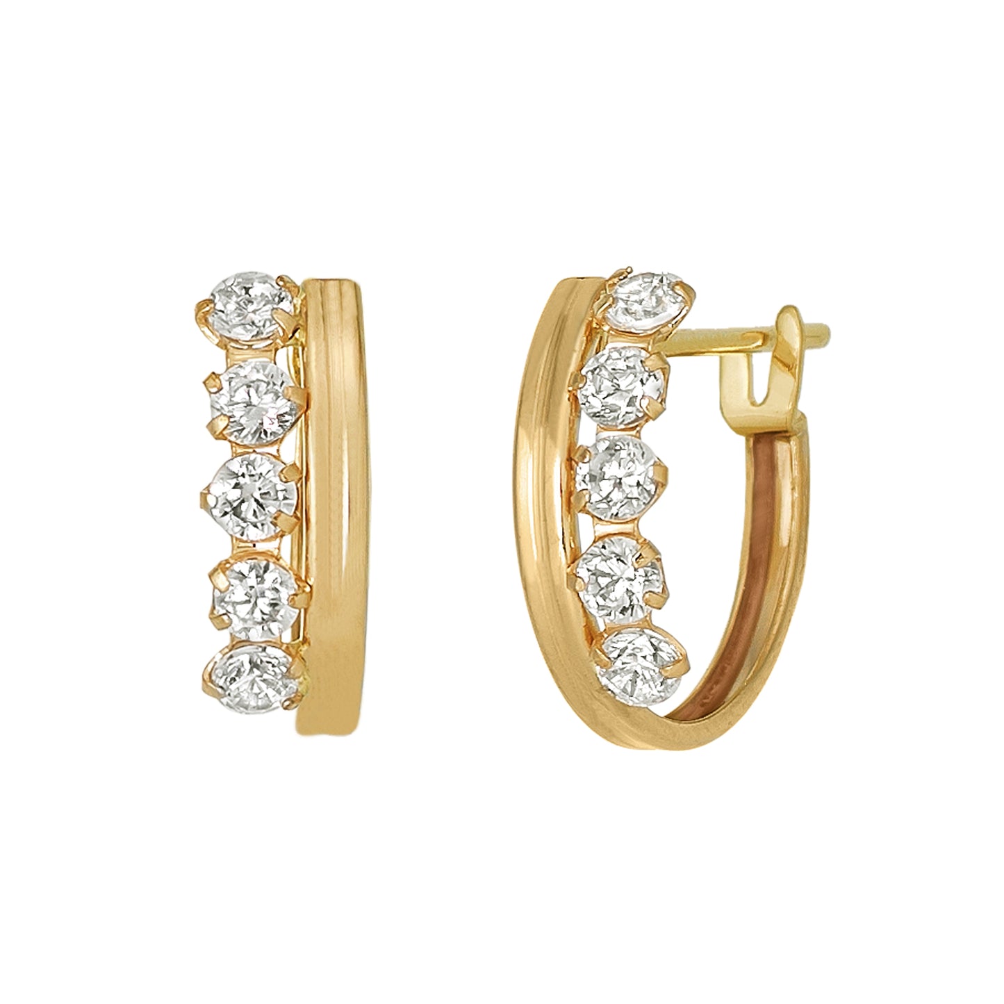 14K/10K Yellow Gold Cubic Zirconia Hoop Earrings - Product Image