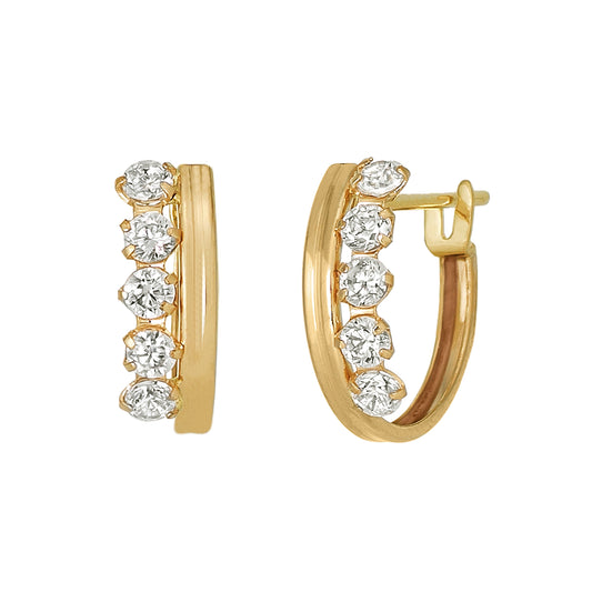 14K/10K Yellow Gold Cubic Zirconia Hoop Earrings - Product Image