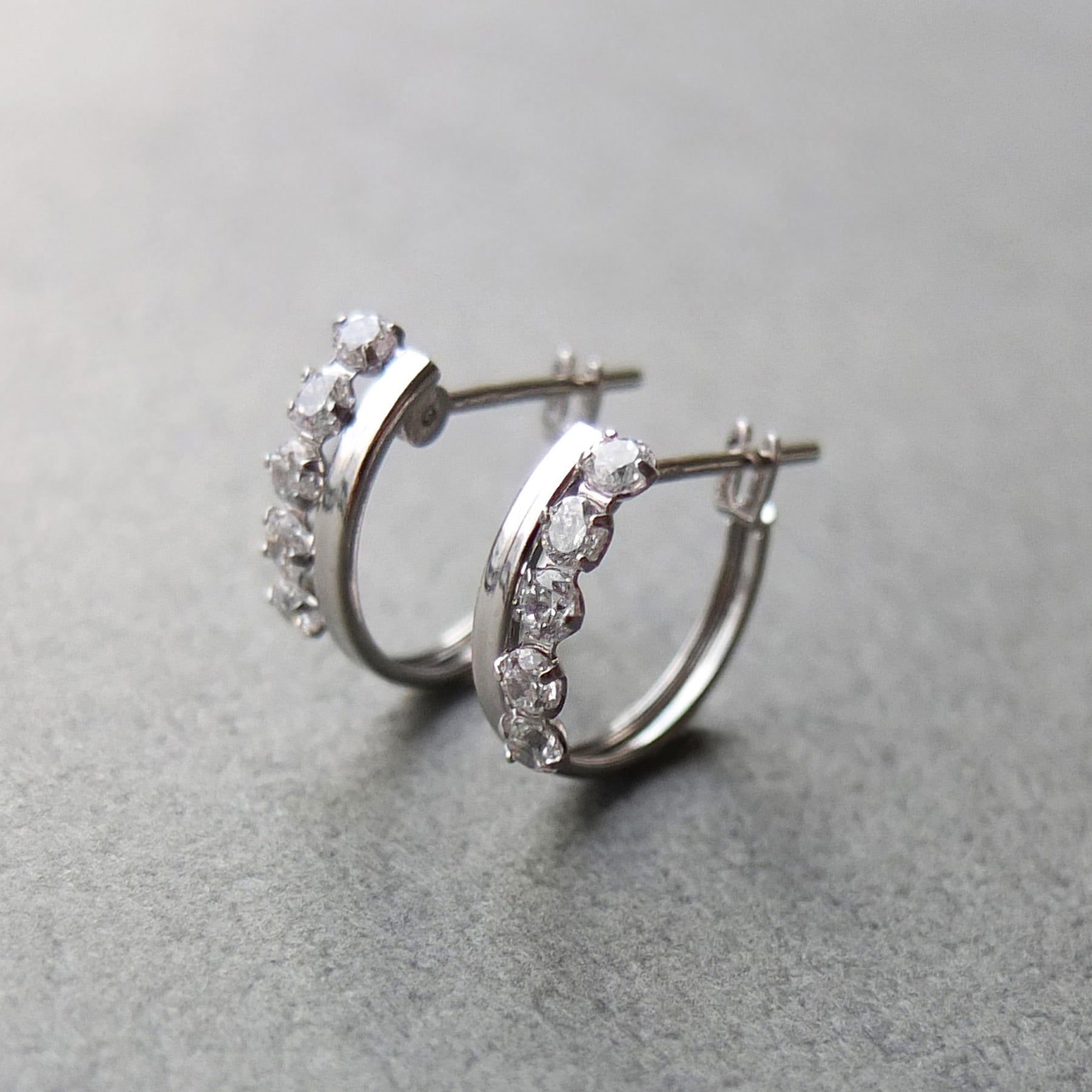 14K/10K White Gold Cubic Zirconia Hoop Earrings - Product Image